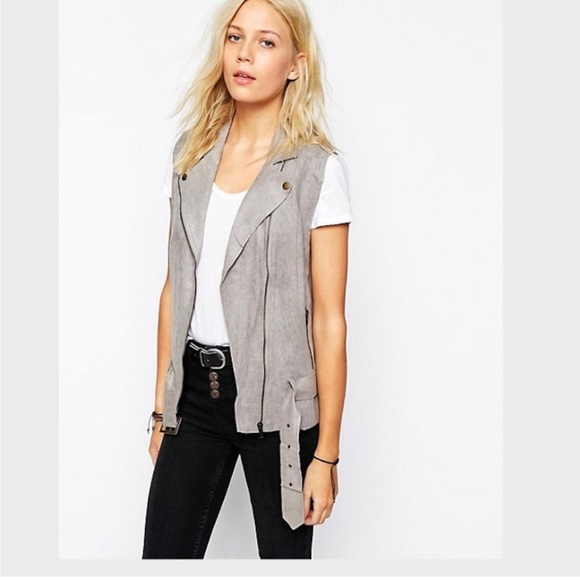 House of Harlow 1960 Jackets & Blazers - House of Harlow 1960 Moto Inspired Grey Faux Suede Vest Size Small